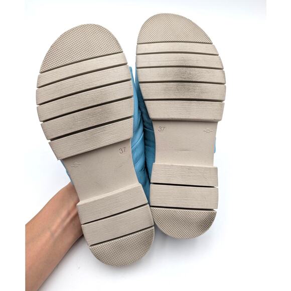 Miz Mooz Claribel Leather Slide Sandals Women's Teal Blue Size US6.5 EU37 - Picture 8 of 10